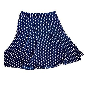 LAPIS navy white lined short polka dot twirl skirt